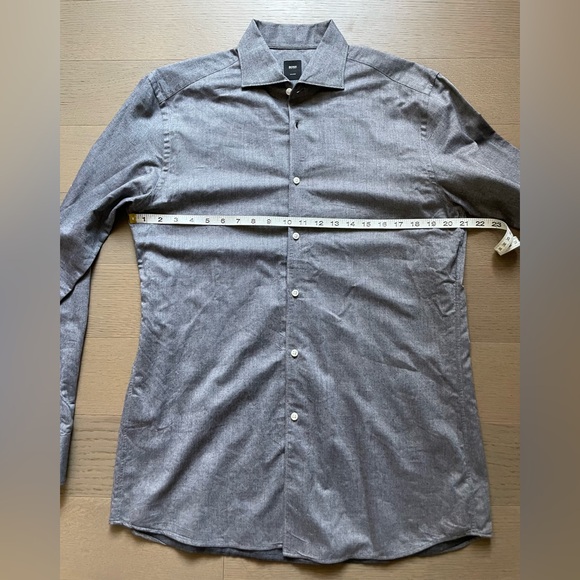 BOSS Tailored Egyptian Cotton Grey Shirt - Picture 6 of 7